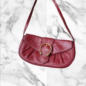 Vintage Baguette Leather Red Bag